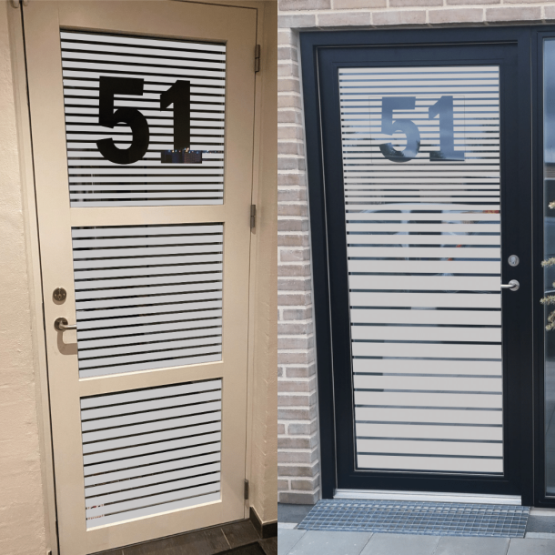 Frosted folie til dr m/husnummer